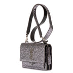 Bolso de hombro con purpurina Pequeño Lona plateada con purpurina efecto atardecer