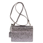 Bolso de hombro con purpurina Pequeño Lona plateada con purpurina efecto atardecer