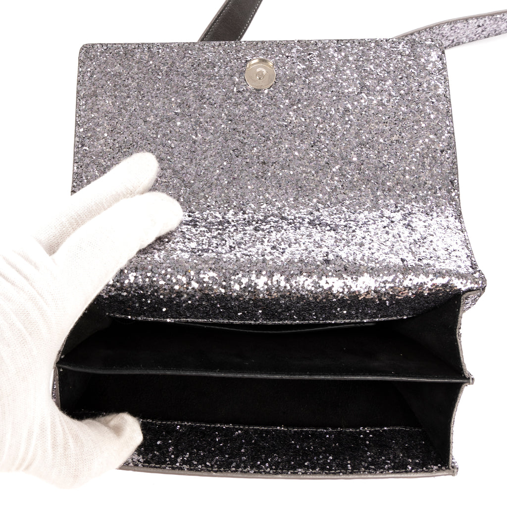 Bolso de hombro con purpurina Pequeño Lona plateada con purpurina efecto atardecer