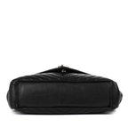 Shoulder Bag College Black Calfskin Chevron Quilted Leather