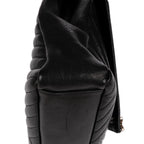 Shoulder Bag College Black Calfskin Chevron Quilted Leather