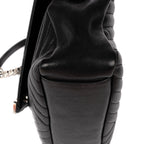 Shoulder Bag College Black Calfskin Chevron Quilted Leather