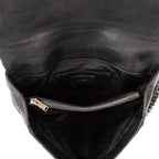 Shoulder Bag College Black Calfskin Chevron Quilted Leather