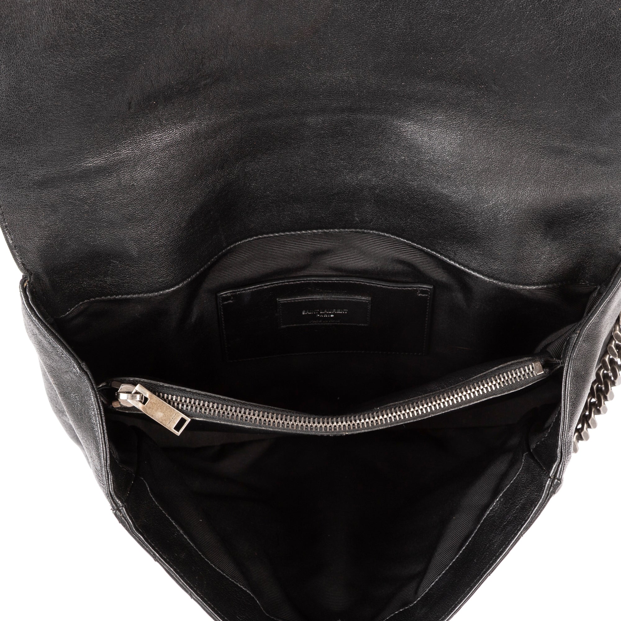 Shoulder Bag College Black Calfskin Chevron Quilted Leather