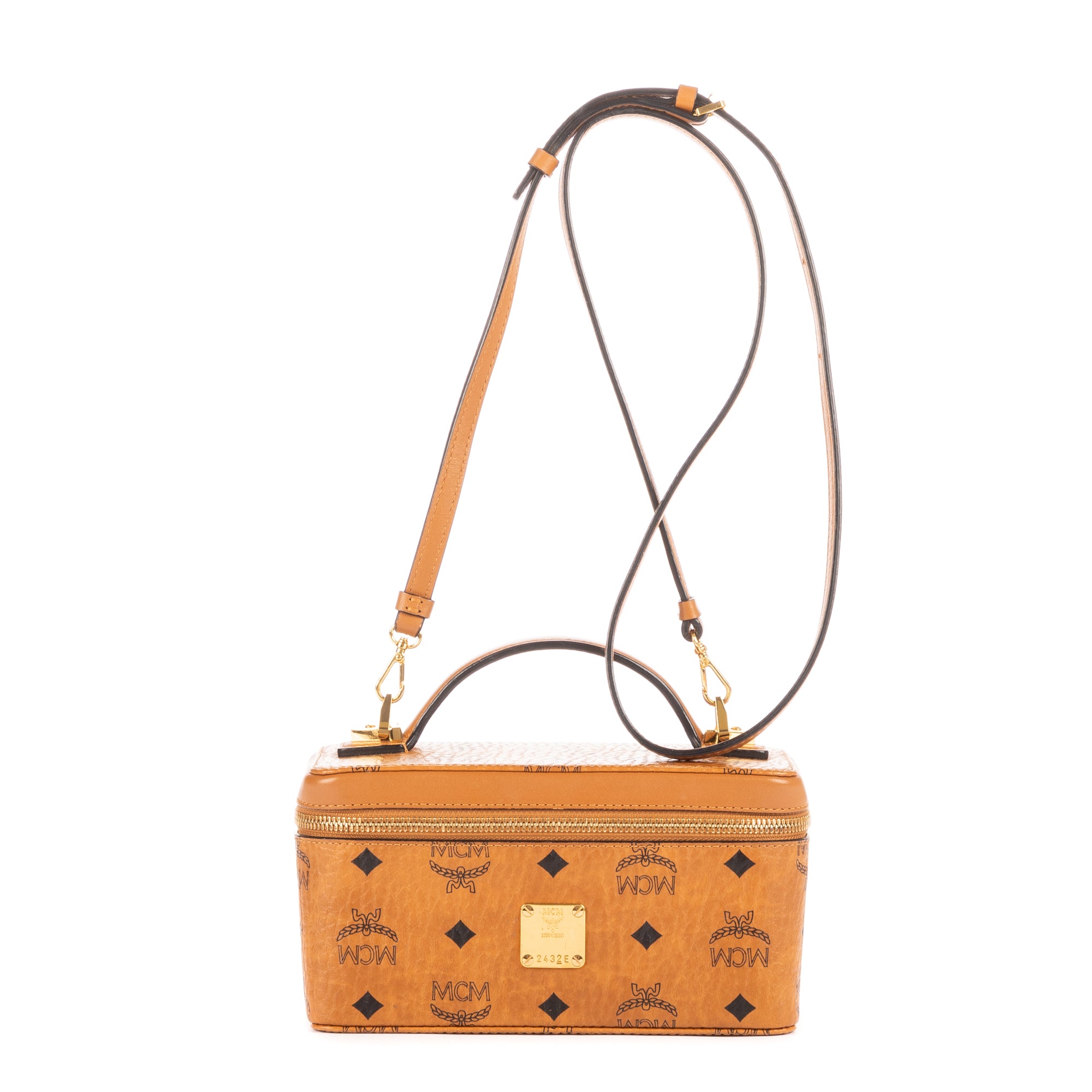 Shoulder Bag Cosmetic Case Crossbody Cognac Visetos Coated Canvas