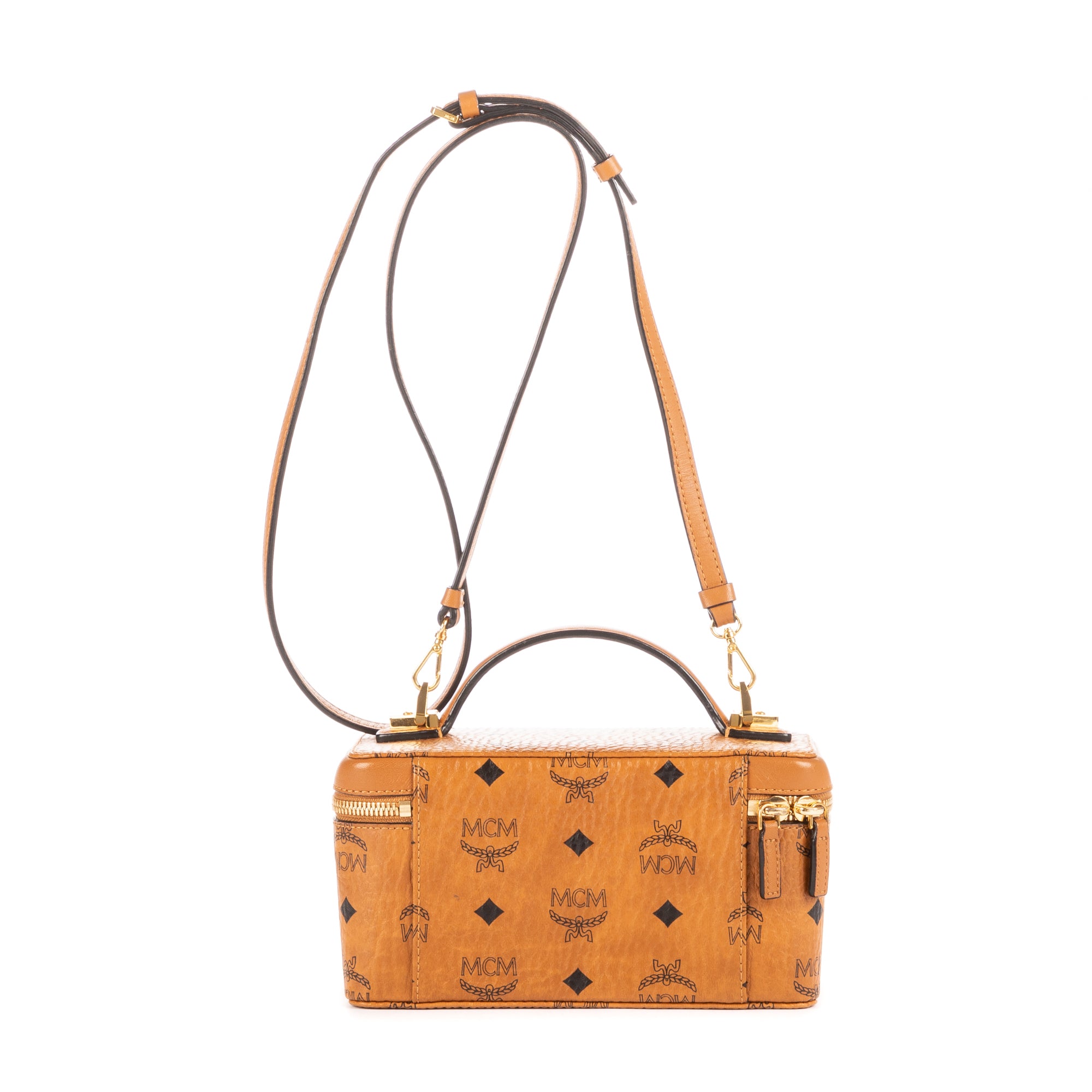 Shoulder Bag Cosmetic Case Crossbody Cognac Visetos Coated Canvas