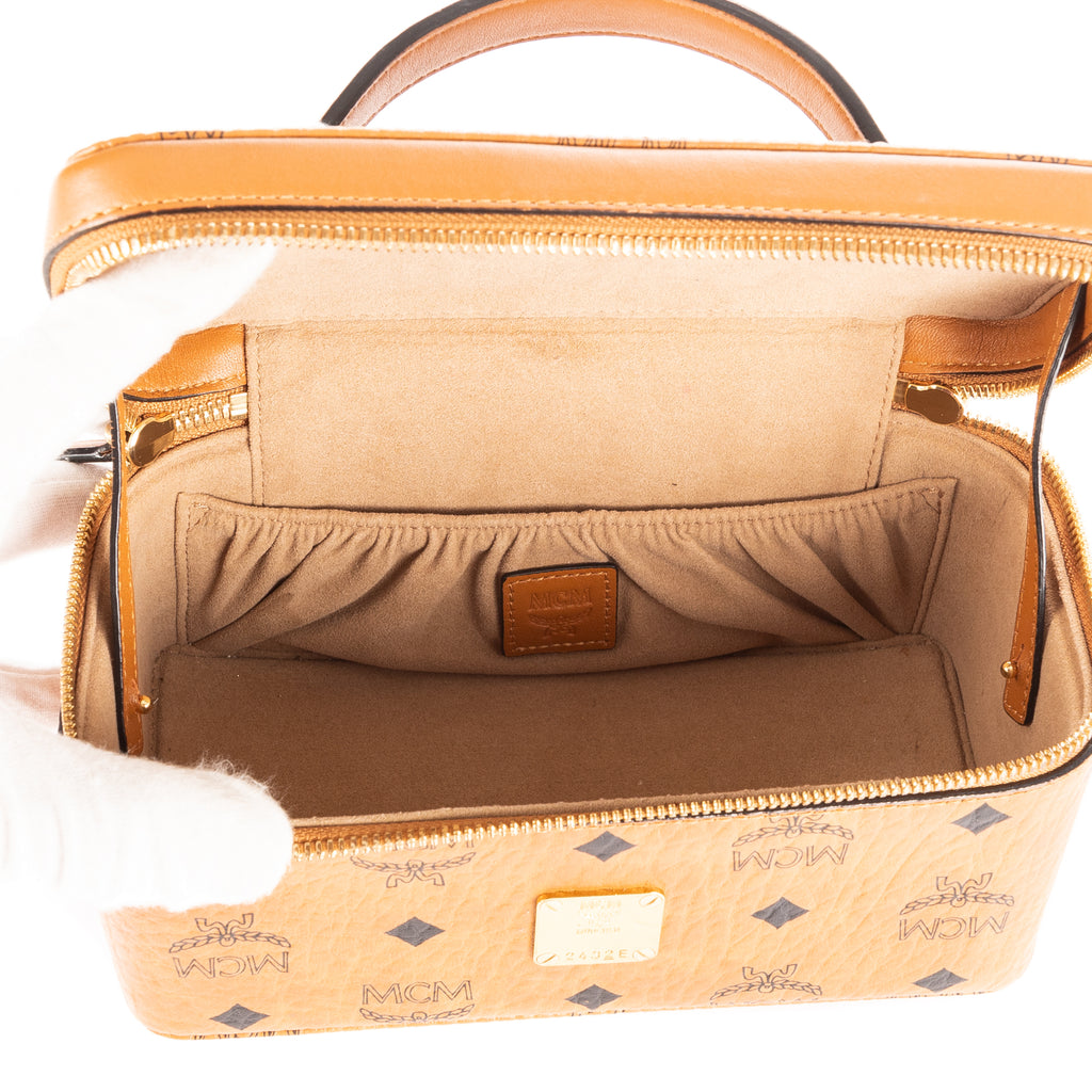 Sac bandoulière Trousse de toilette Crossbody Cognac Visetos Toile Enduite