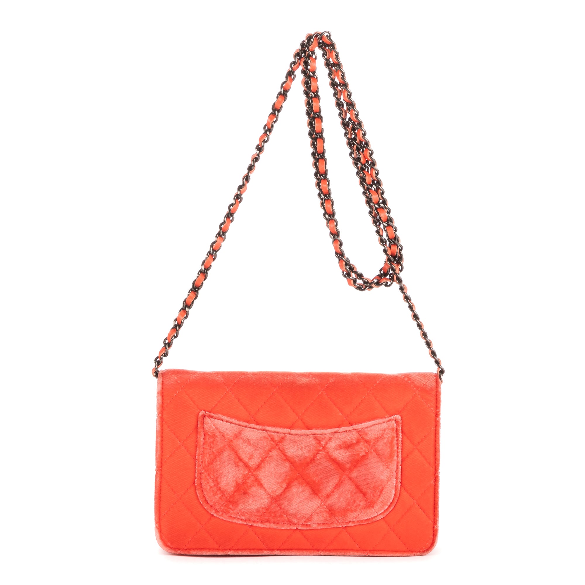 Shoulder Bag Classic Timeless Wallet on Chain Pink Velvet Quilted Canvas