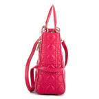 Bolso de mano Lady Dior Grande GM de cuero rosa acolchado con cremallera