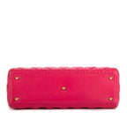 Bolso de mano Lady Dior Grande GM de cuero rosa acolchado con cremallera