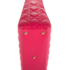Bolso de mano Lady Dior Grande GM de cuero rosa acolchado con cremallera