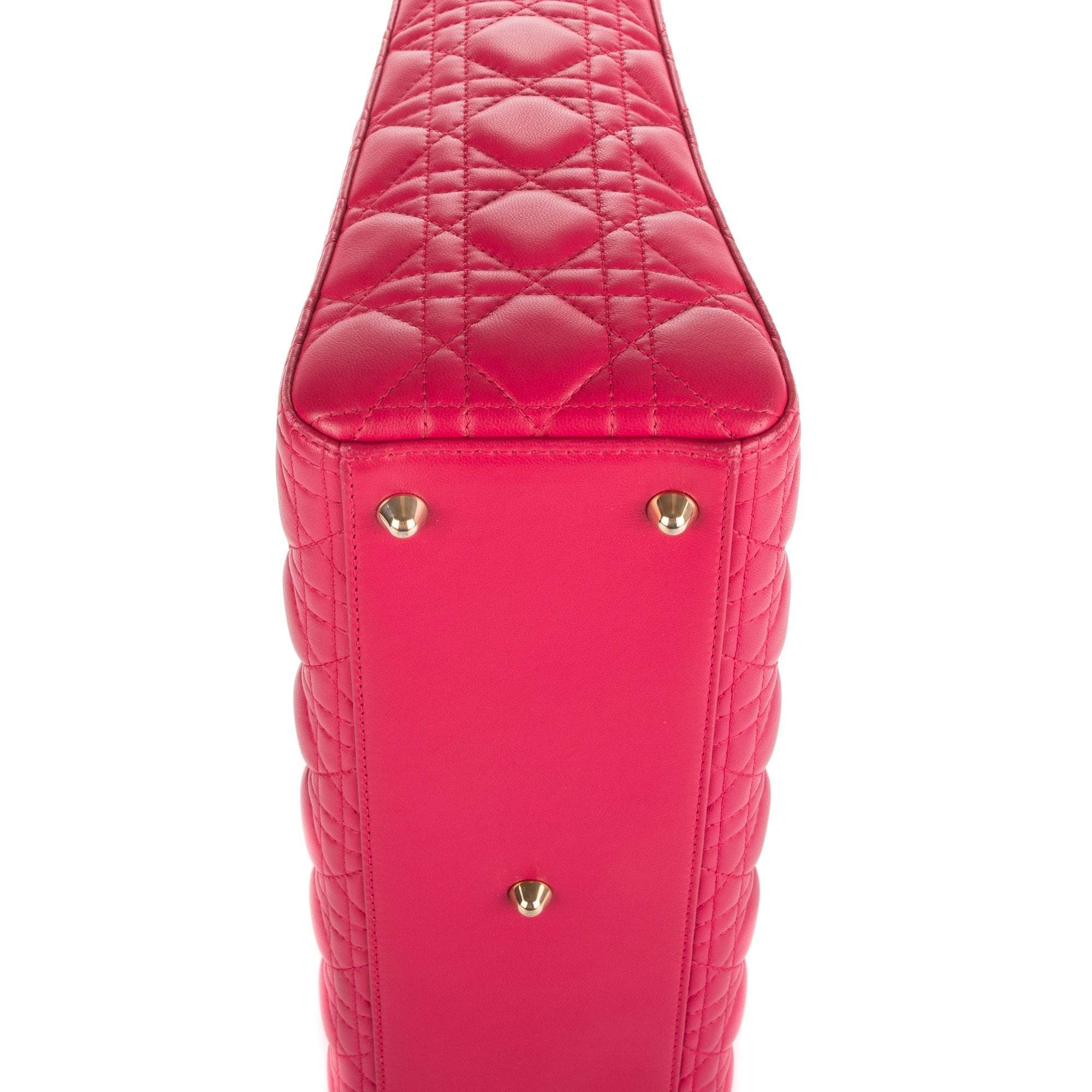Bolso de mano Lady Dior Grande GM de cuero rosa acolchado con cremallera