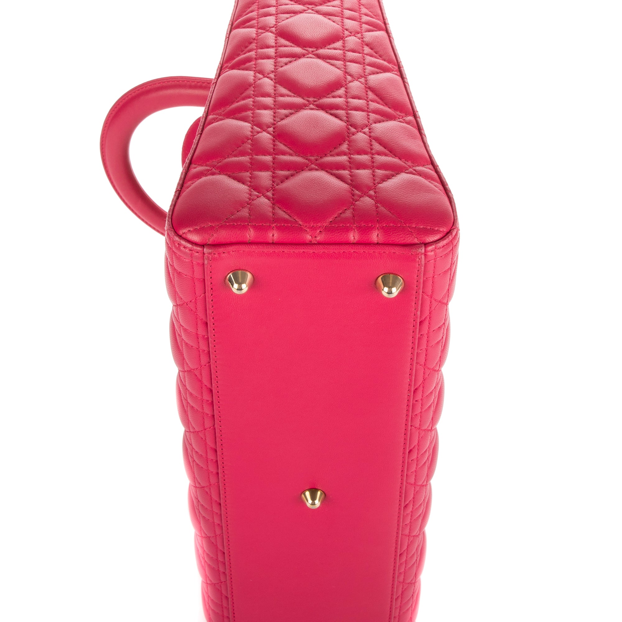 Bolso de mano Lady Dior Grande GM de cuero rosa acolchado con cremallera