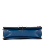 Shoulder Bag Medium Boy Blue Calfskin Quilted Leather with Rubber frame