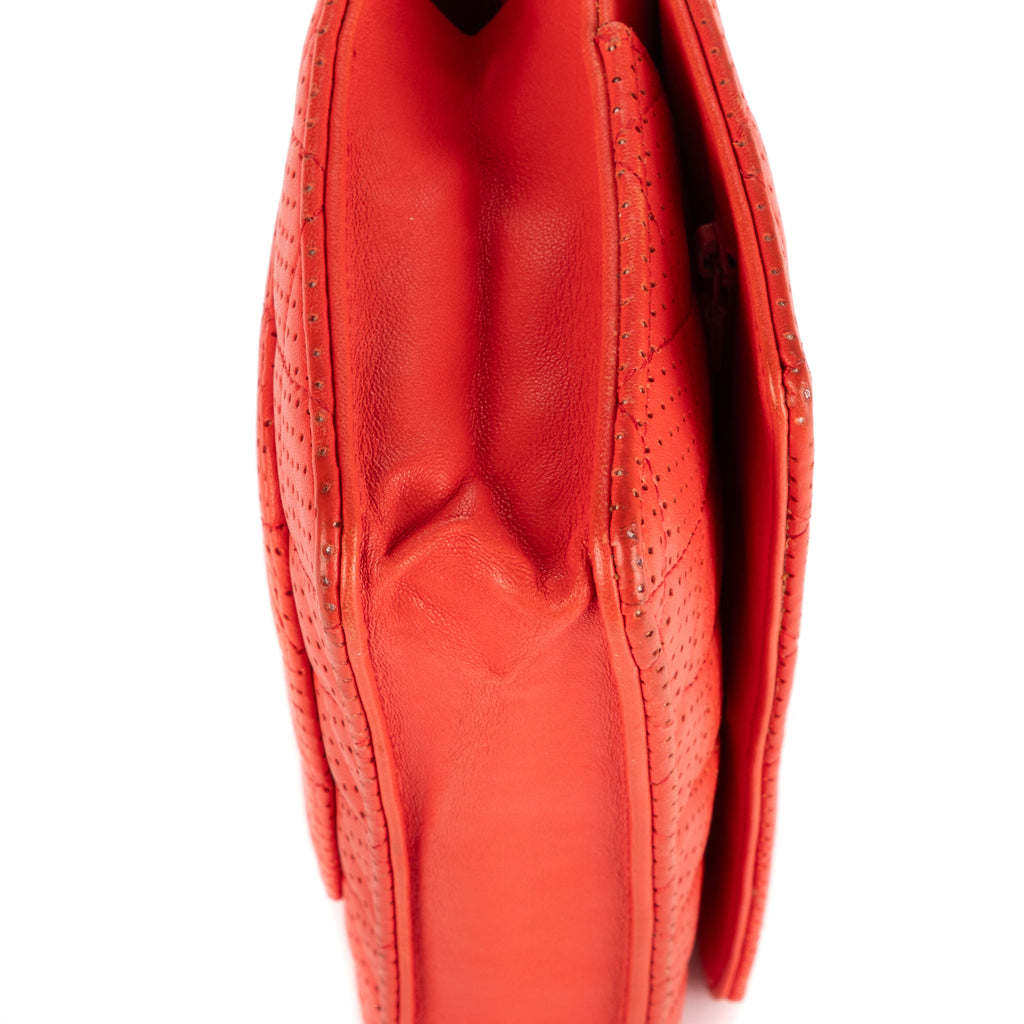 Handbag Wallet on Chain Red Perforated Lambskin Quilted Leather