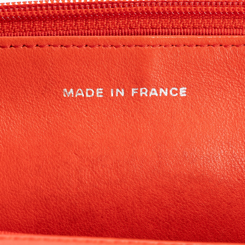 Handbag Wallet on Chain Red Perforated Lambskin Quilted Leather