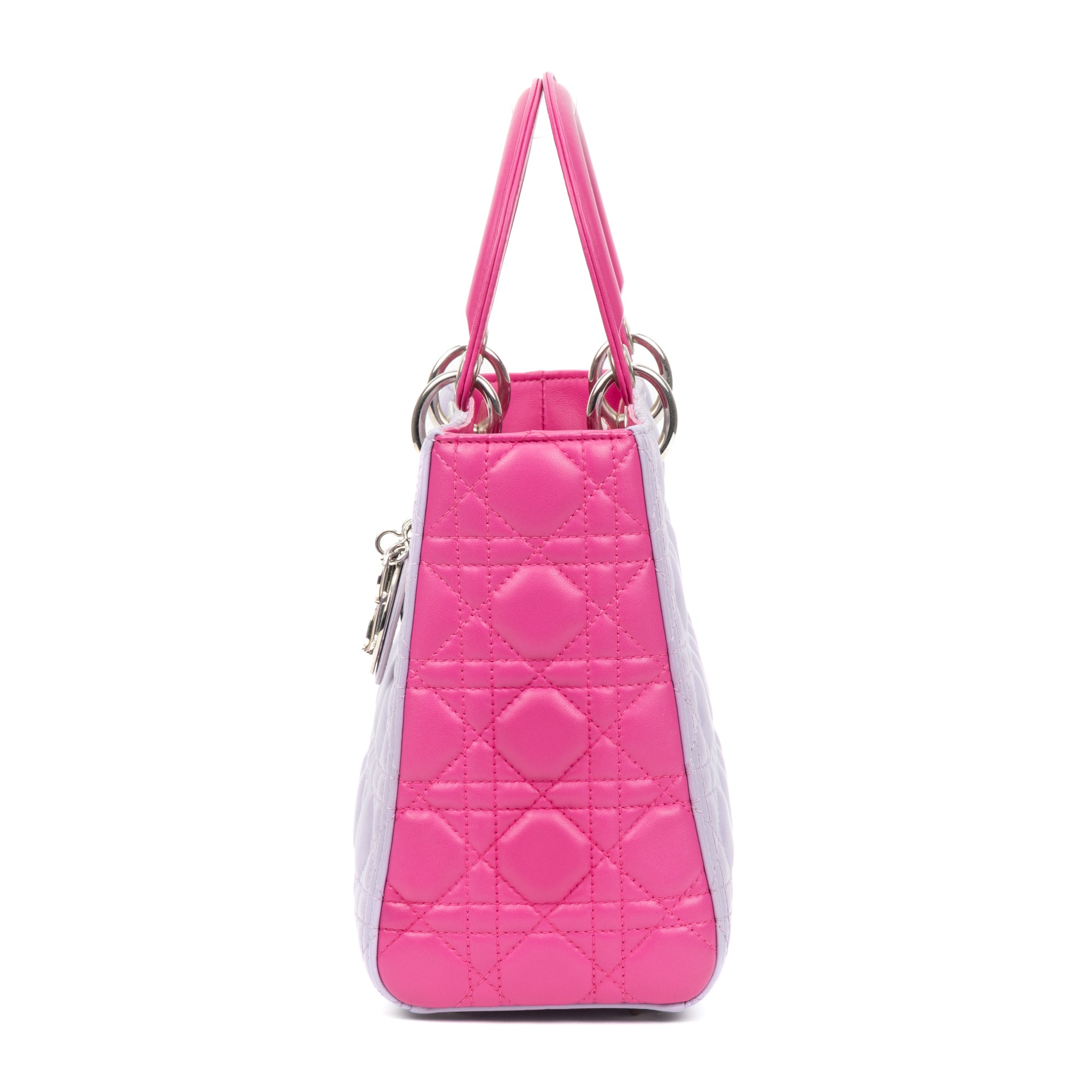 Shoulder Bag Medium Lady Dior Zip PM Pink Cannaged Leather