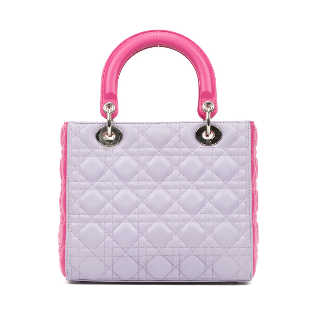 Shoulder Bag Medium Lady Dior Zip PM Pink Cannaged Leather