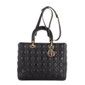 Shoulder Bag Large Lady Dior Zip GM Navy Cannaged Leather
