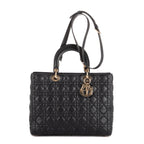 Shoulder Bag Large Lady Dior Zip GM Navy Cannaged Leather