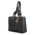Shoulder Bag Large Lady Dior Zip GM Navy Cannaged Leather