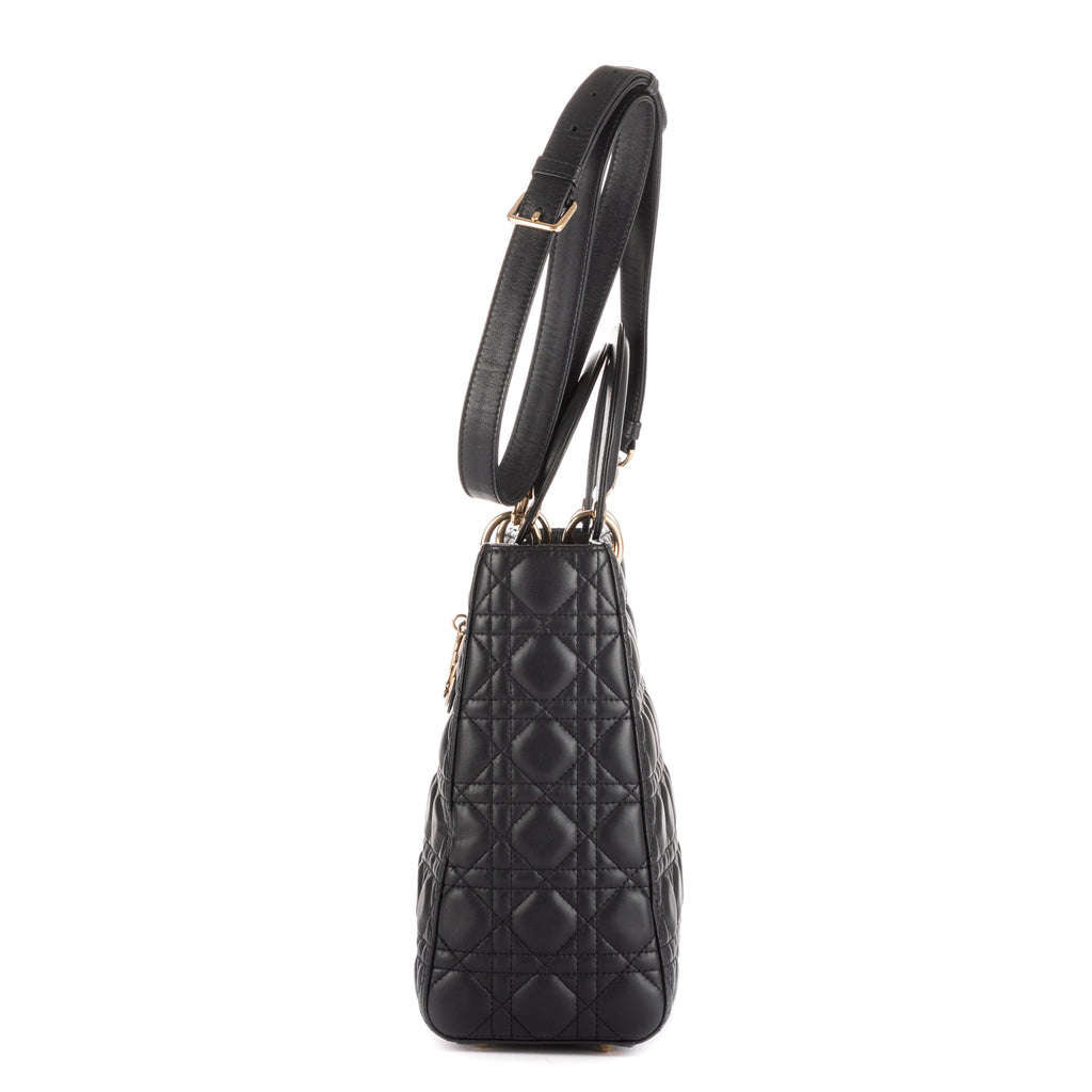 Shoulder Bag Large Lady Dior Zip GM Navy Cannaged Leather