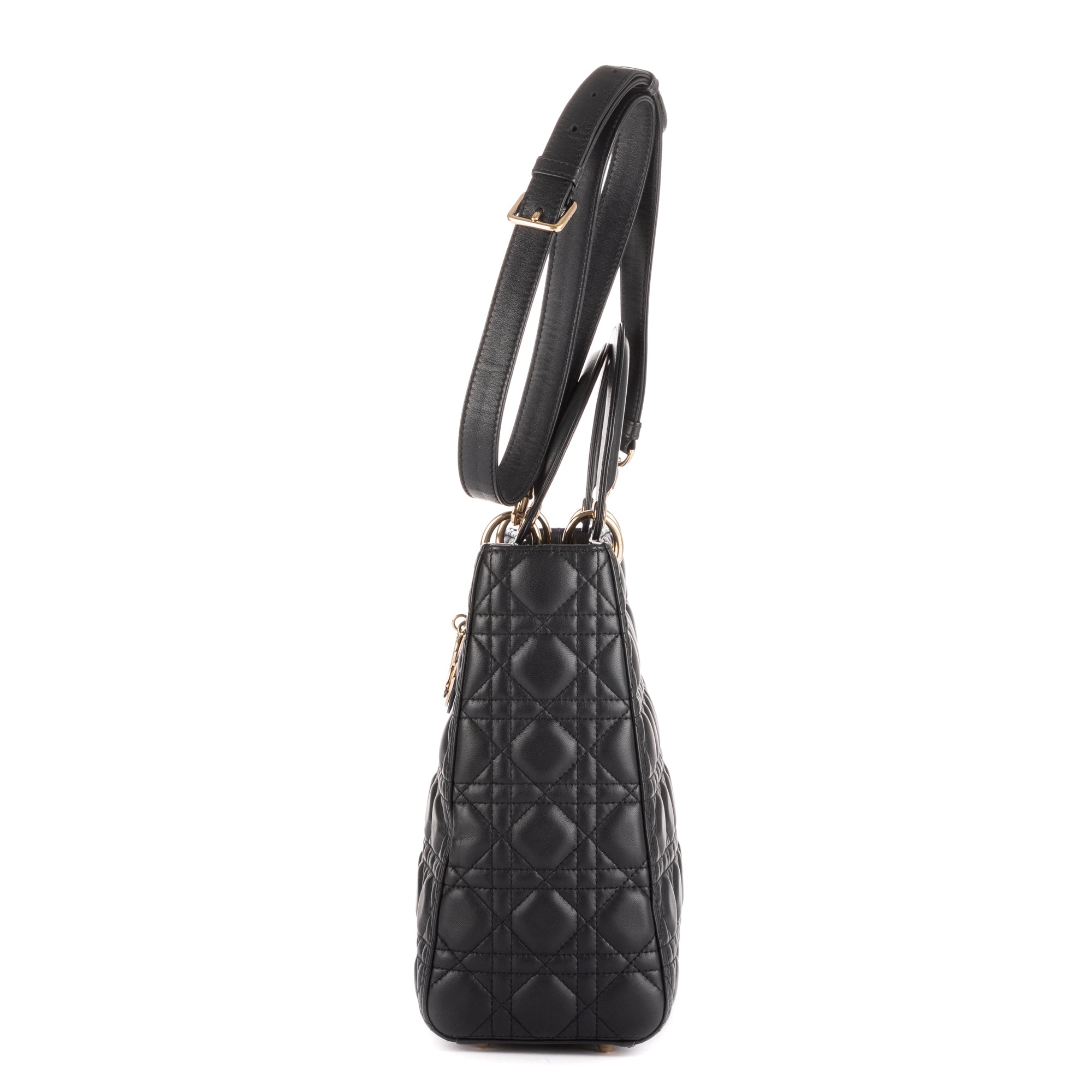 Shoulder Bag Large Lady Dior Zip GM Navy Cannaged Leather