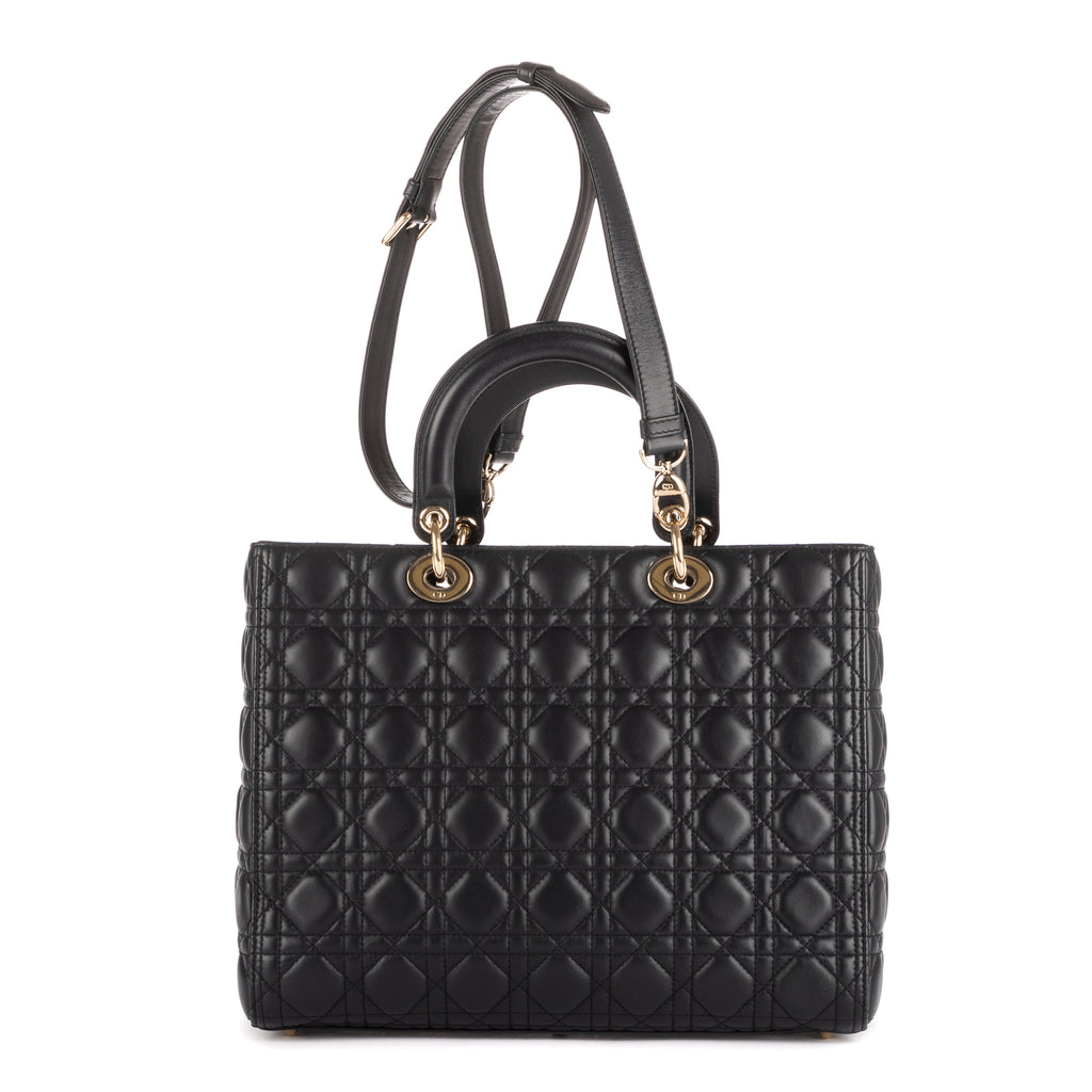 Shoulder Bag Large Lady Dior Zip GM Navy Cannaged Leather