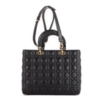 Shoulder Bag Large Lady Dior Zip GM Navy Cannaged Leather