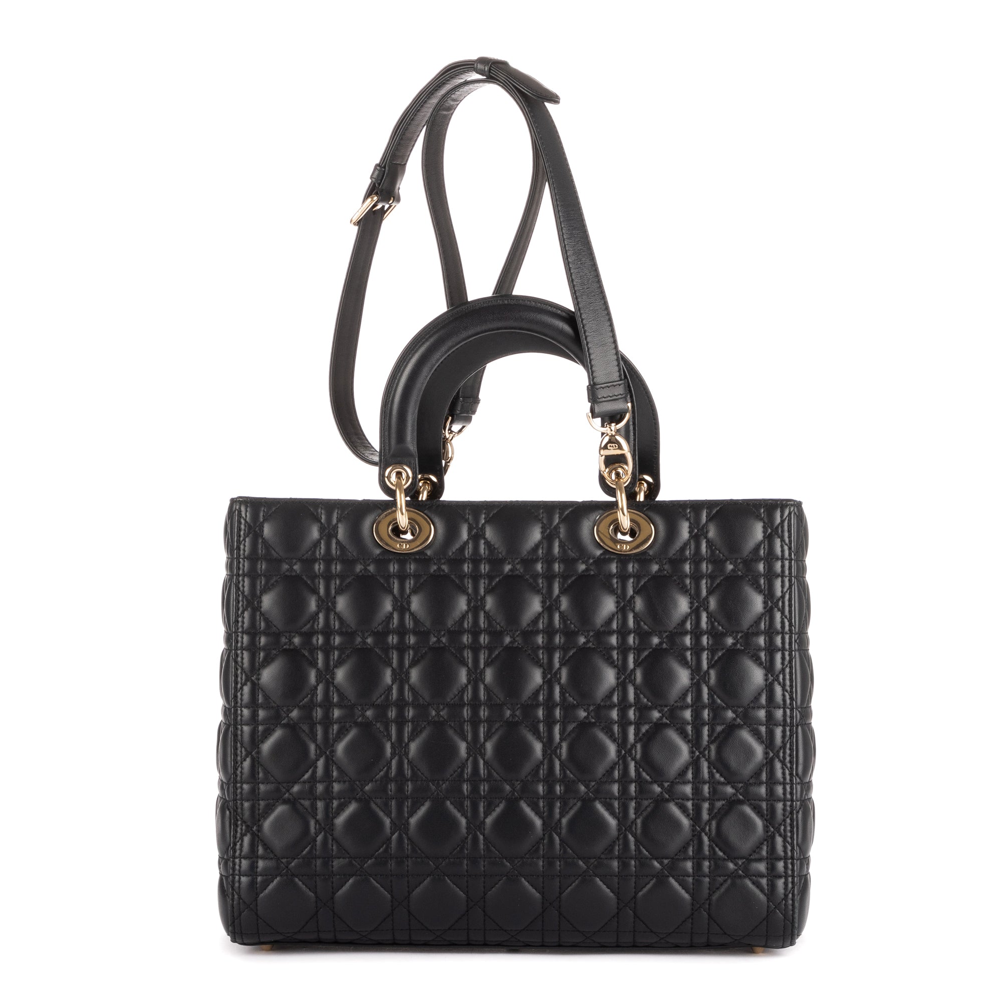 Shoulder Bag Large Lady Dior Zip GM Navy Cannaged Leather
