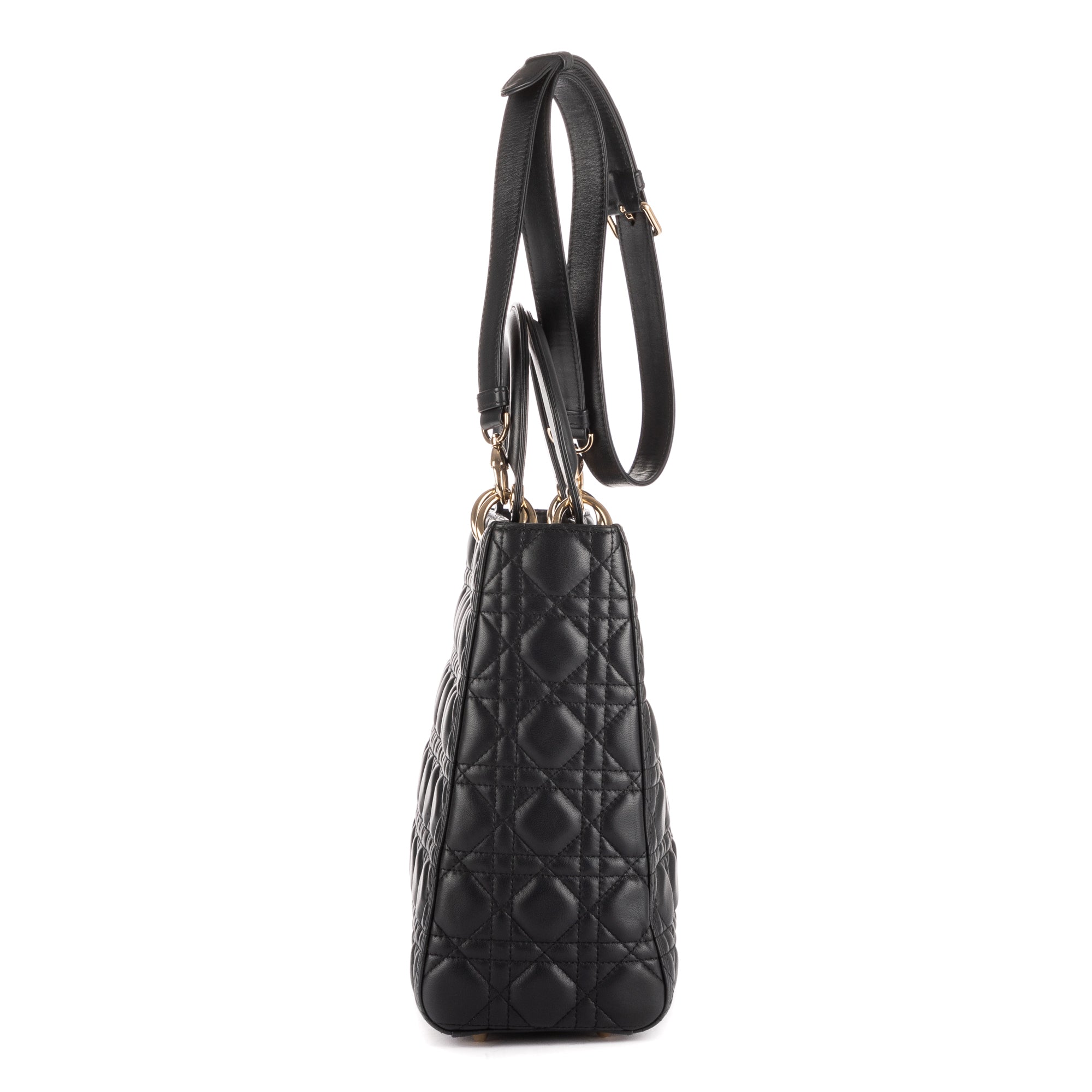 Shoulder Bag Large Lady Dior Zip GM Navy Cannaged Leather