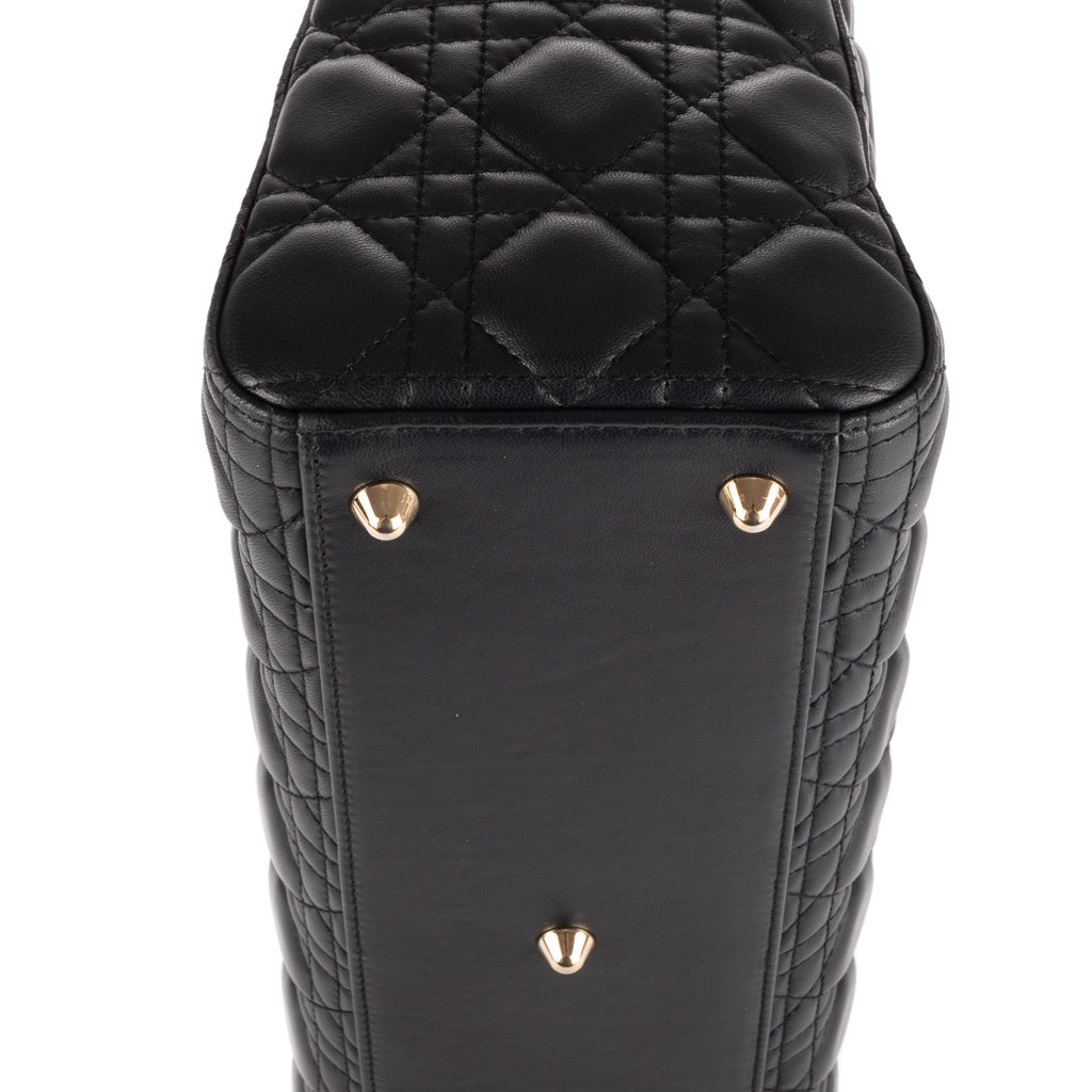 Shoulder Bag Large Lady Dior Zip GM Navy Cannaged Leather