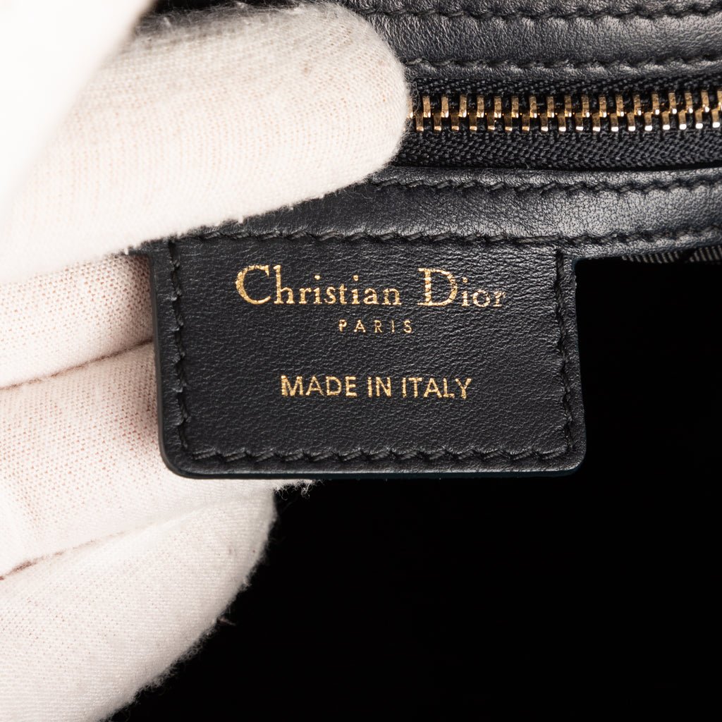 Shoulder Bag Large Lady Dior Zip GM Navy Cannaged Leather