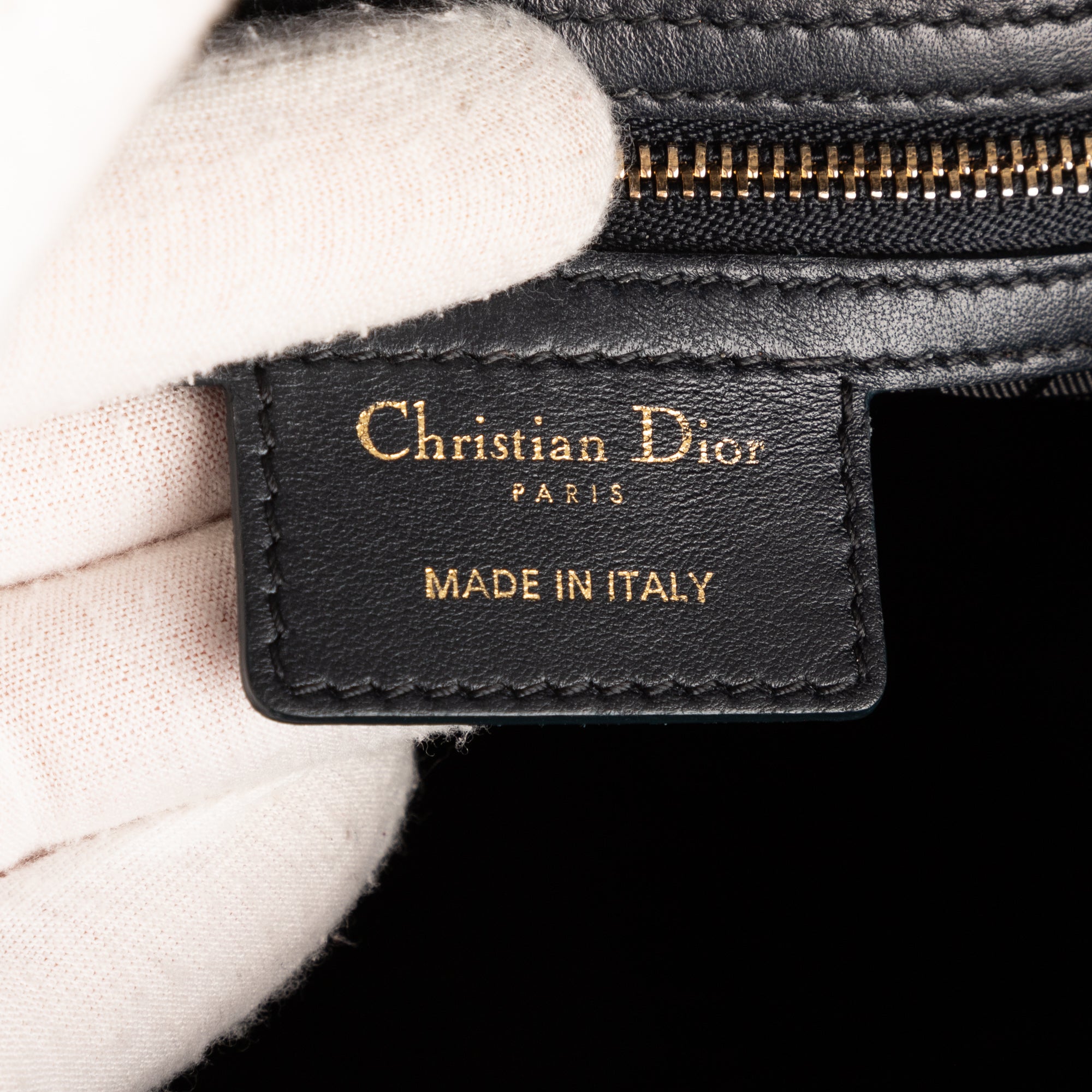 Shoulder Bag Large Lady Dior Zip GM Navy Cannaged Leather