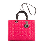 Shoulder Bag Large Lady Dior Zip GM Black Cannaged Leather