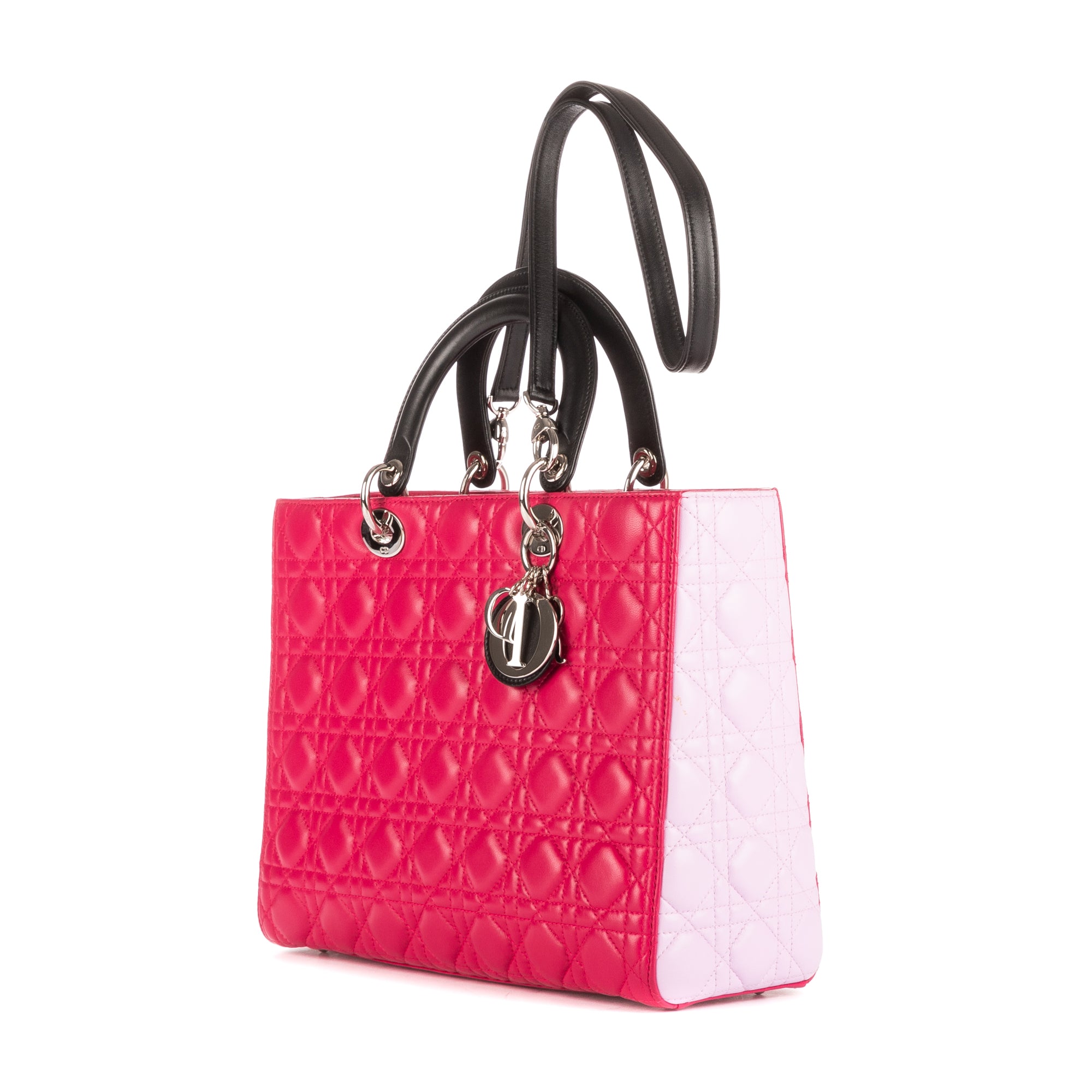 Shoulder Bag Large Lady Dior Zip GM Black Cannaged Leather