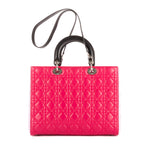 Shoulder Bag Large Lady Dior Zip GM Black Cannaged Leather