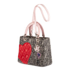 Bolso de Hombro Ed. Ltda. Lady Dior Patchwork Love Tweed Blanco Lona