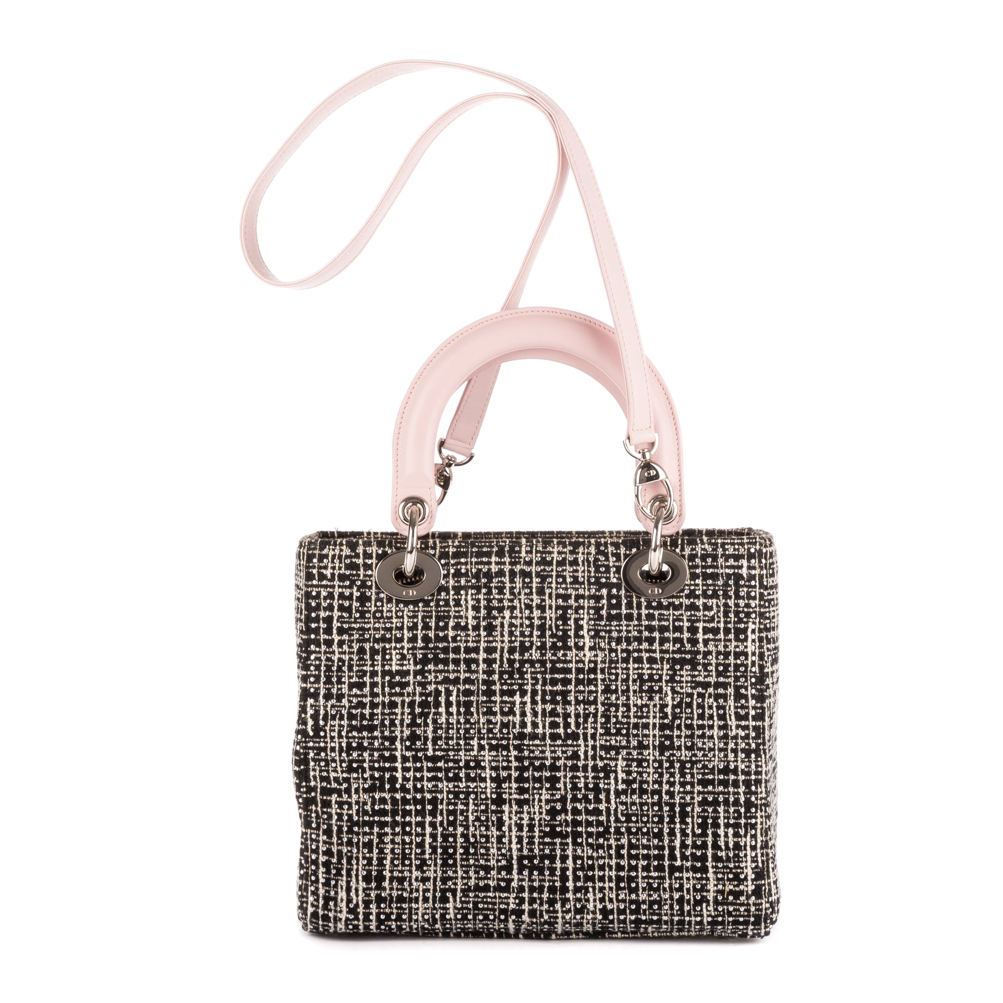 Bolso de Hombro Ed. Ltda. Lady Dior Patchwork Love Tweed Blanco Lona