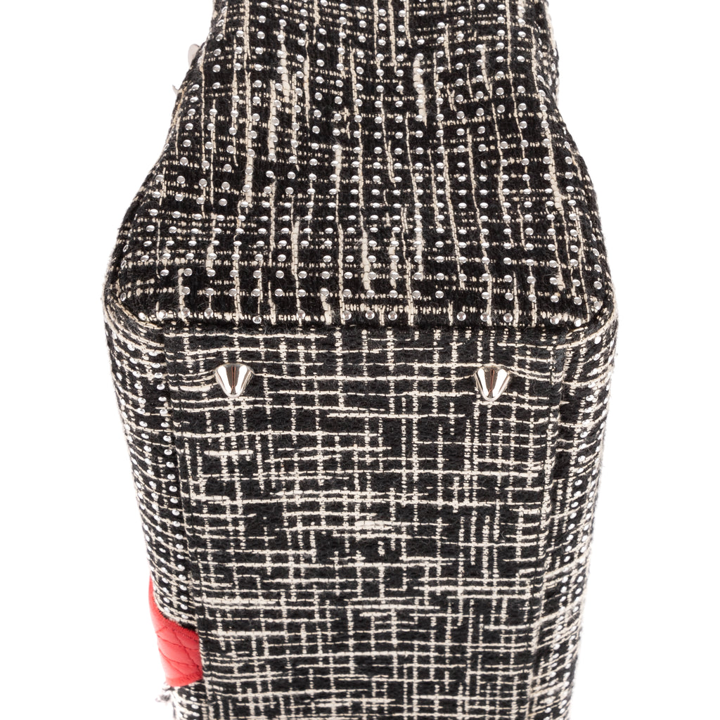 Bolso de Hombro Ed. Ltda. Lady Dior Patchwork Love Tweed Blanco Lona