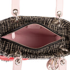 Bolso de Hombro Ed. Ltda. Lady Dior Patchwork Love Tweed Blanco Lona