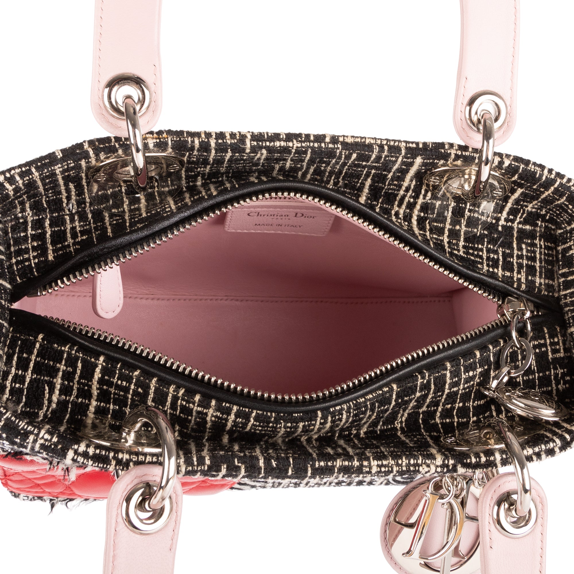 Bolso de Hombro Ed. Ltda. Lady Dior Patchwork Love Tweed Blanco Lona