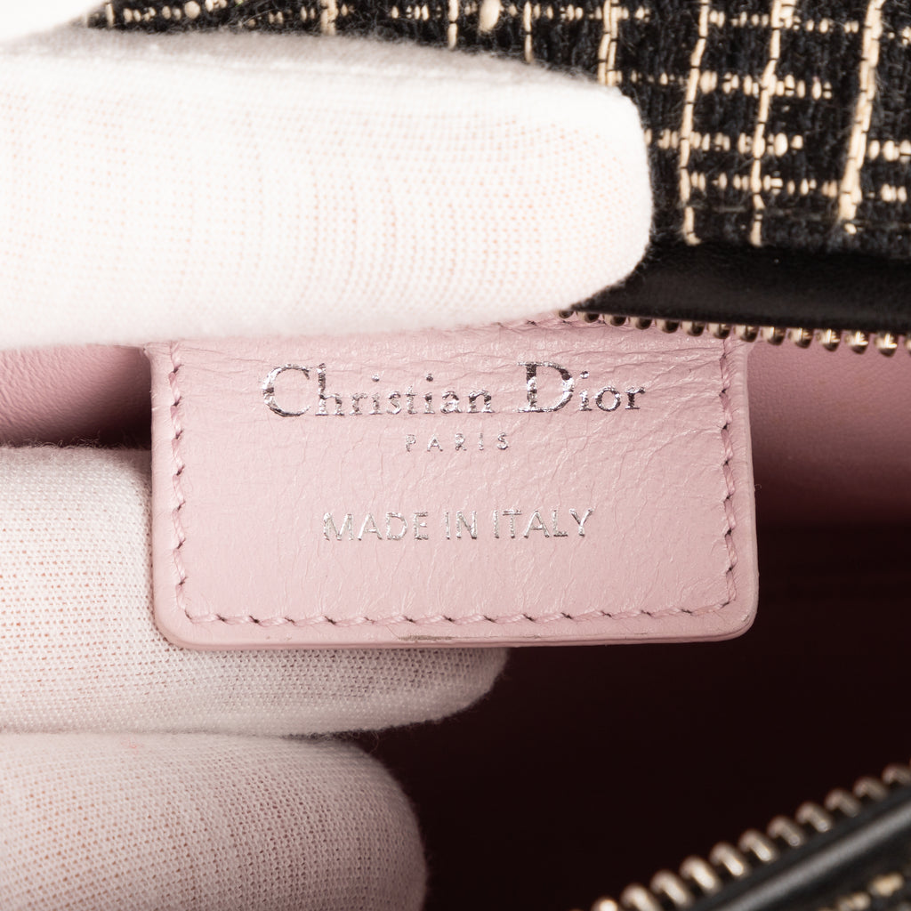 Bolso de Hombro Ed. Ltda. Lady Dior Patchwork Love Tweed Blanco Lona