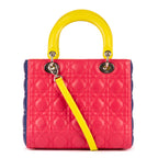 Shoulder Bag Medium Lady-D Yellow Cannaged Leather