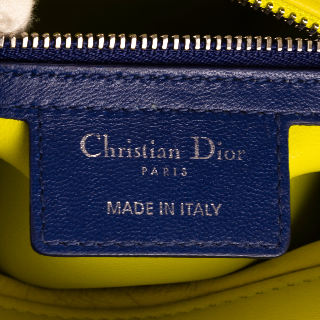 Shoulder Bag Medium Lady-D Yellow Cannaged Leather