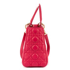 Shoulder Bag Medium Lady-D Pink Cannaged Leather