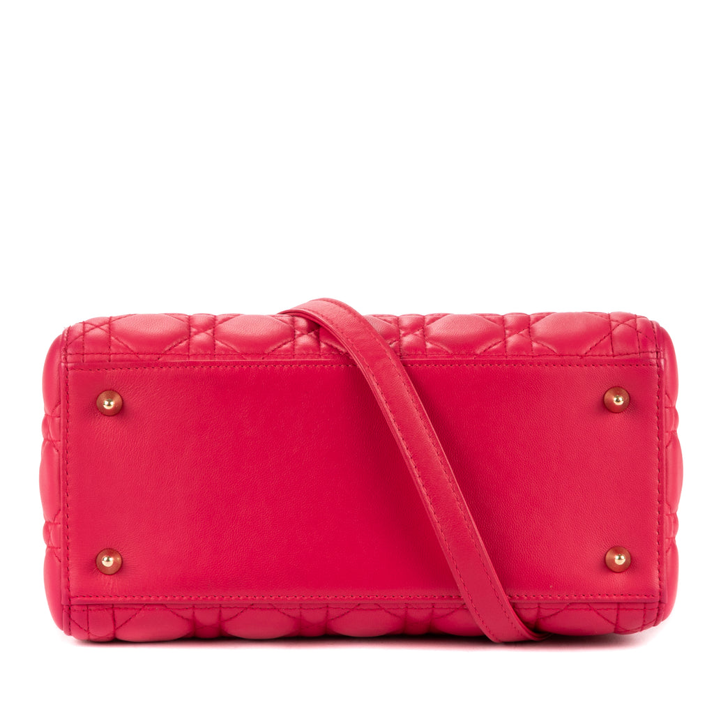 Shoulder Bag Medium Lady-D Pink Cannaged Leather
