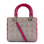 Shoulder Bag Medium Lady-D Grey Cannaged Leather
