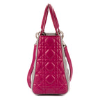 Shoulder Bag Medium Lady-D Grey Cannaged Leather