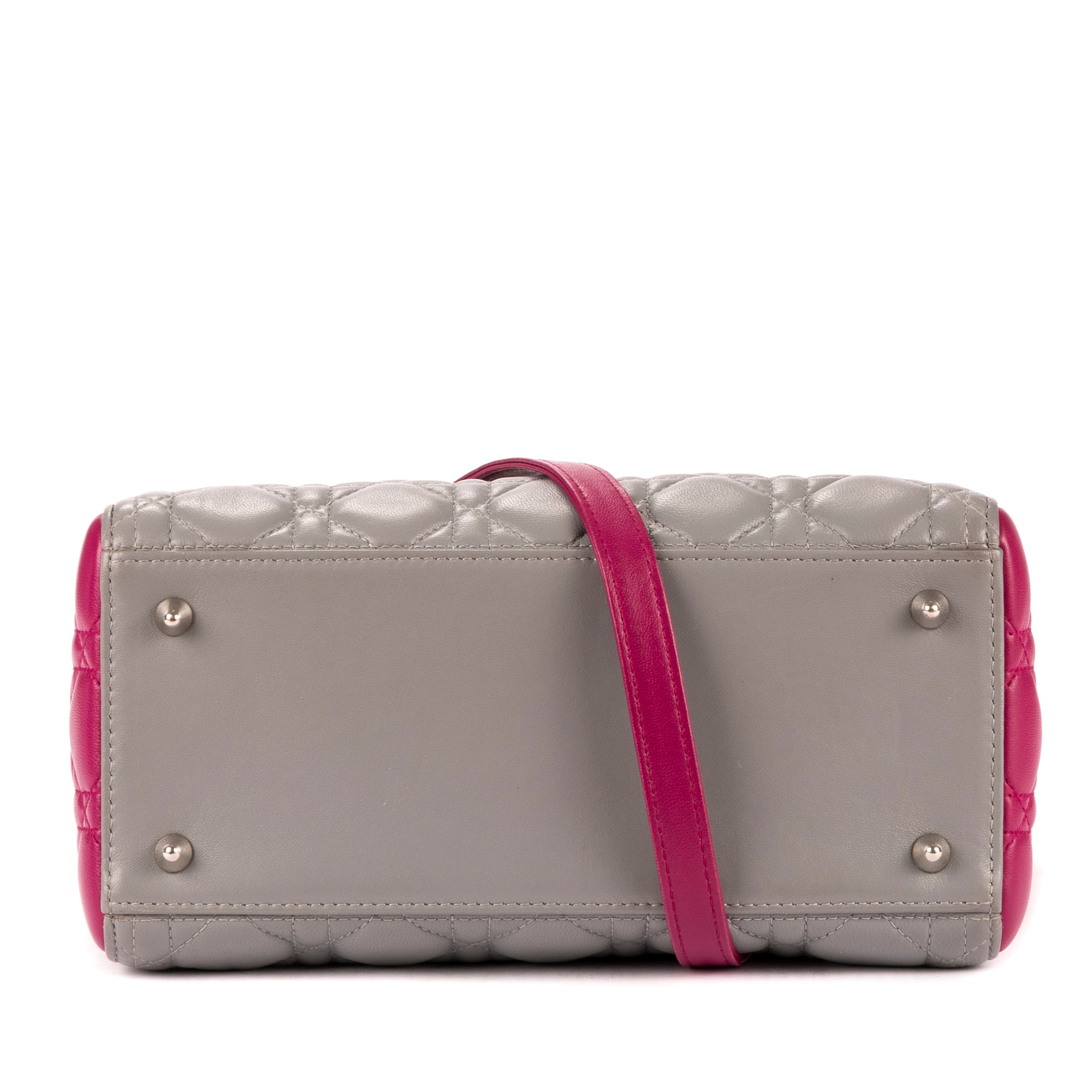 Shoulder Bag Medium Lady-D Grey Cannaged Leather